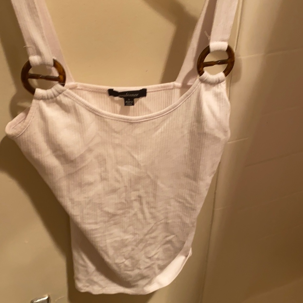 White sleeveless top